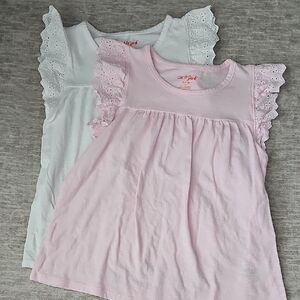 Cat & Jack Pink and White Eyelet Ruffle Sleeve Tank Top Set